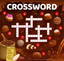 cruciverba quiz gioco griglia con cioccolato caramelle vettore