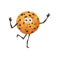 cartone animato biscotto divertente personaggio con choco patatine fritte vettore