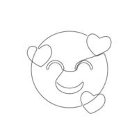 innamorato icona. uno linea emoji. linea grafico design. ragnatela disegno, san valentino giorno, cuore emoji, Continua linea icone. carino e amore. vettore