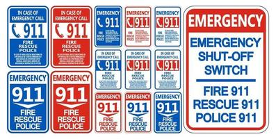 911 segno simbolo della polizia di soccorso antincendio vettore