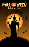 Grim Reaper con sfondo di halloween vettore