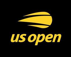 noi Aperto simbolo logo giallo torneo tennis il campionati design vettore astratto illustrazione con nero sfondo