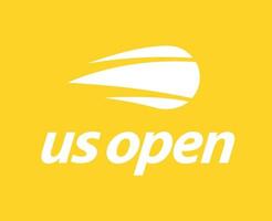 noi Aperto simbolo logo bianca torneo tennis il campionati design vettore astratto illustrazione con giallo sfondo