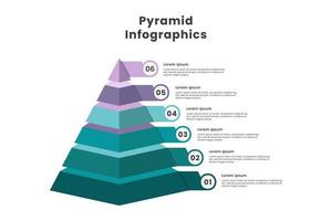 3d piramide Infografica modello design con sei passo e numero vettore