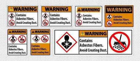 l'etichetta di avvertenza contiene fibre di amianto evitare di creare polvere vettore