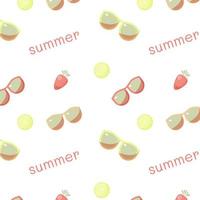 vettore estate modello con bicchieri e frutta