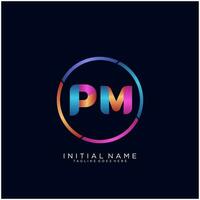 lettera pm colorfull logo premio elegante modello vettore