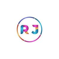 lettera rj colorfull logo premio elegante modello vettore