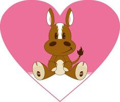 carino cartone animato San Valentino cavallo aia animale illustrazione vettore