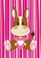 carino cartone animato San Valentino cavallo su rosa a strisce sfondo aia animale illustrazione vettore