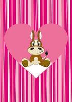 carino cartone animato San Valentino cavallo su rosa a strisce sfondo aia animale illustrazione vettore