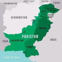 Pakistan nazione e capitale città pieno carta geografica vettore