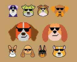 il cane pixel etichetta emoji emoticon collezione vettore
