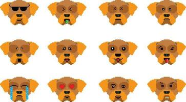 il cane pixel emoji emoticon collezione vettore