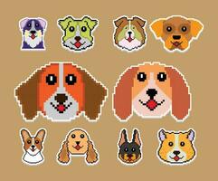il cane pixel etichetta emoji emoticon collezione vettore