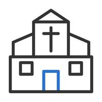Cattedrale icona duocolor grigio blu colore Pasqua simbolo illustrazione. vettore