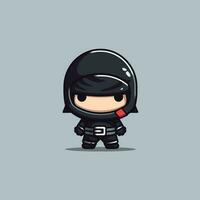 carino kawaii ninja chibi portafortuna vettore cartone animato stile