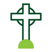 salib icona duotone verde colore Pasqua simbolo illustrazione. vettore