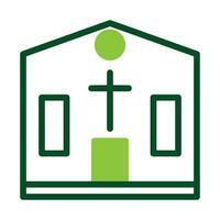 Cattedrale icona duotone verde colore Pasqua simbolo illustrazione. vettore