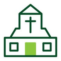 Cattedrale icona duotone verde colore Pasqua simbolo illustrazione. vettore