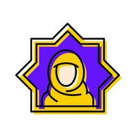 musulmano femmina profilo avatar islamico icona pulsante vettore illustrazione
