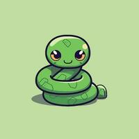 carino kawaii serpente chibi portafortuna vettore cartone animato stile