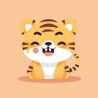 carino kawaii tigre chibi portafortuna vettore cartone animato stile