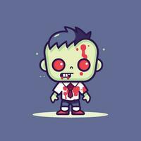 carino kawaii zombie chibi portafortuna vettore cartone animato stile