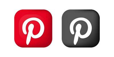 3d vettore Pinterest icona per sociale media