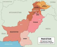 colorato nazione carta geografica Pakistan vettore