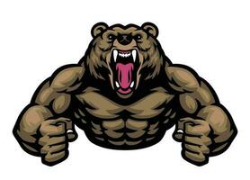 grande muscolo grizzly orso portafortuna logo vettore