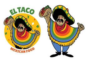 cartone animato messicano taco logo vettore
