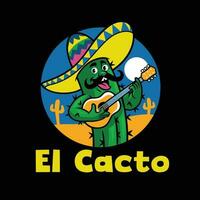 divertente cartone animato cactus portafortuna logo vettore