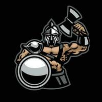 Gladiatore guerriero portafortuna sport logo stile vettore