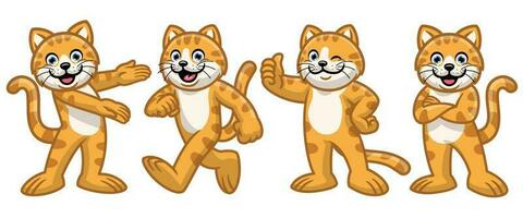 impostato di cartone animato gatto personaggio vettore
