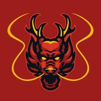 rosso Drago testa logo vettore