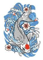 tatuaggio design di koi pesce nel Vintage ▾ stile vettore