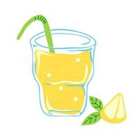 bicchiere di limonata con Limone fetta vettore