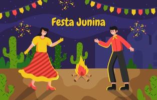 coppia che celebra festa junina festival vettore