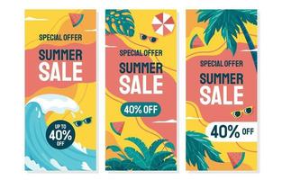 set di banner di vendita estiva colorata