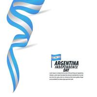 felice celebrazione del giorno dell'indipendenza argentina, poster, illustrazione di progettazione del modello di vettore della bandiera del nastro