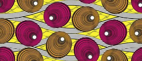 africano etnico tradizionale giallo modello. senza soluzione di continuità bellissimo kitenge, chitenge, ankara stile. moda design nel colorato. geometrico cerchio astratto motivo. formosa onda linea, africano cera stampe vettore