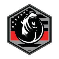 incidere isolato orso illustrazione vettore schizzo lineare arte con Stati Uniti d'America bandiera