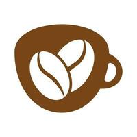 caffè logo un' simpatico tazza con caffè fagiolo. vettore