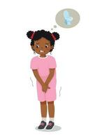 carino poco africano ragazza bisogno per fare pipì Tenere urinario Vescica urinaria volere per partire per gabinetto vettore