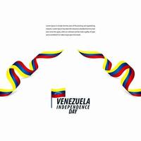 celebrazione felice del giorno dell'indipendenza del venezuela, bandiera del nastro, illustrazione di progettazione del modello del manifesto vettore