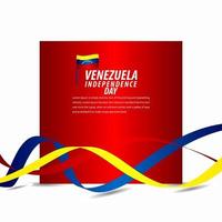celebrazione felice del giorno dell'indipendenza del venezuela, bandiera del nastro, illustrazione di progettazione del modello del manifesto vettore