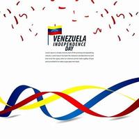 celebrazione felice del giorno dell'indipendenza del venezuela, bandiera del nastro, illustrazione di progettazione del modello del manifesto vettore