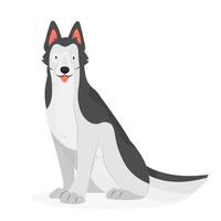 rauco con il suo lingua sospeso su è seduta. il cane personaggio isolato su un' bianca sfondo. vettore animale illustrazione.