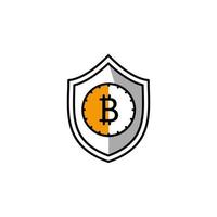 bitcoin, criptovaluta, scudo, sicurezza vettore icona illustrazione